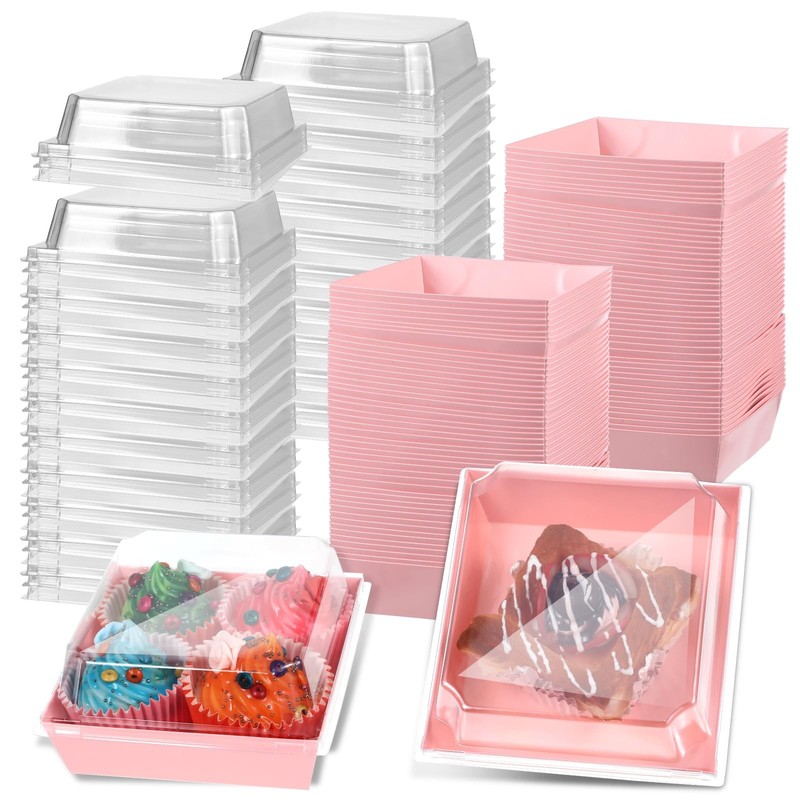100 Pack Charcuterie Boxes with Clear Lids 5 Inch Cookie Boxes Disposable Cak…