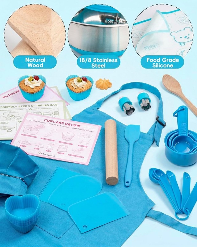 Kids Baking Set, Food-Grade Cooking Kit for Kids Ages 6 to 12, Kitchen Utensils gallery