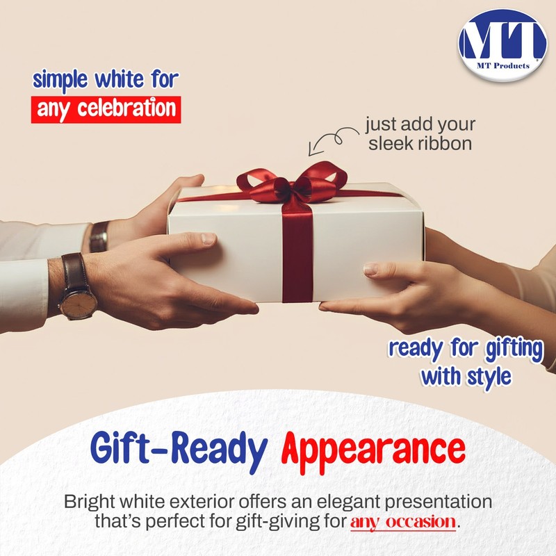 MT Products White Cake Boxes - 8" x 8" x 3 Bakery Boxes No-Window - Pack of 250 gallery