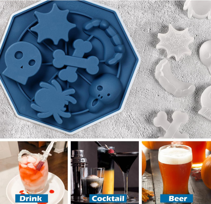 Halloween Ice Cube Trays with Lid Silicone Skull Spider Vampire Teeth Ice Molds gallery