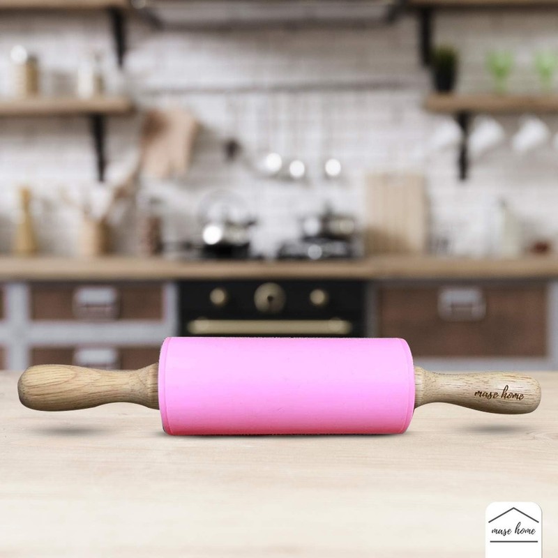Fun 9" Pink Silicone Rolling Pin for Children - Ideal for Cookies and Playdough gallery