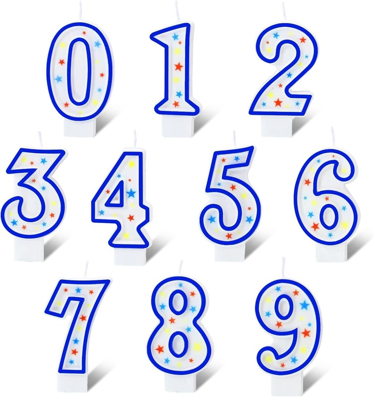 10 Pcs Number Birthday Candles for Cakes, Polka Dot Colorful 0-9 Numeric Candles