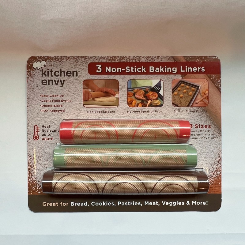 3 Non-Stick Baking Liners NEW by Kitchen Envy For Bread, Cookies, Pastries, Meat