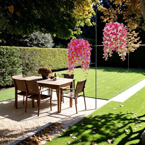 Fake Artificial Hanging Flowers for Outdoors Fake Plants Dpurple Red gallery