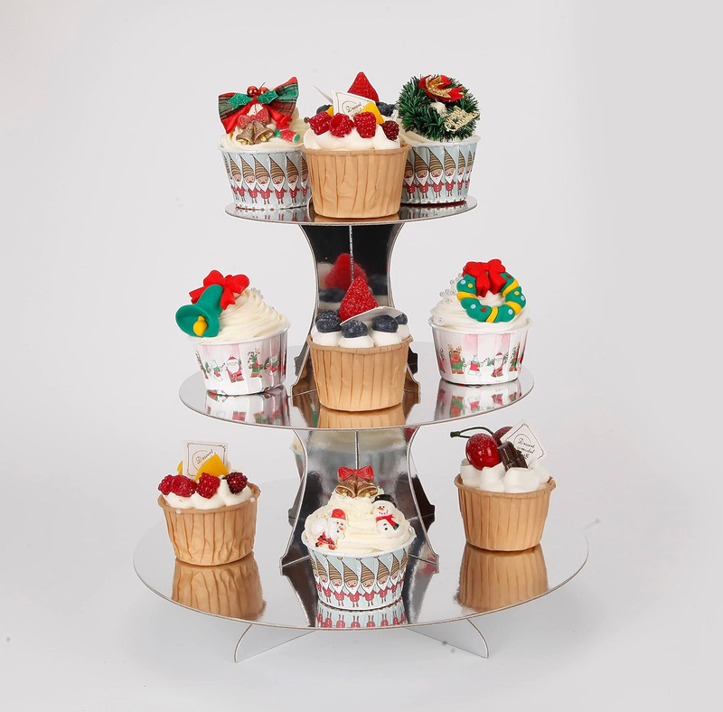 3-Tier Cupcake Stand, Sliver Cardboard Cake Stand Holder, Tiered DIY Cupcake Sta gallery