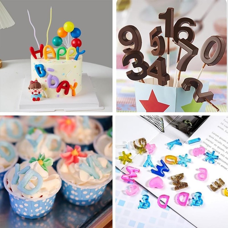 2-Pack Silicone Alphabet & Number Chocolate Molds – Birthday Cake DIY Set gallery