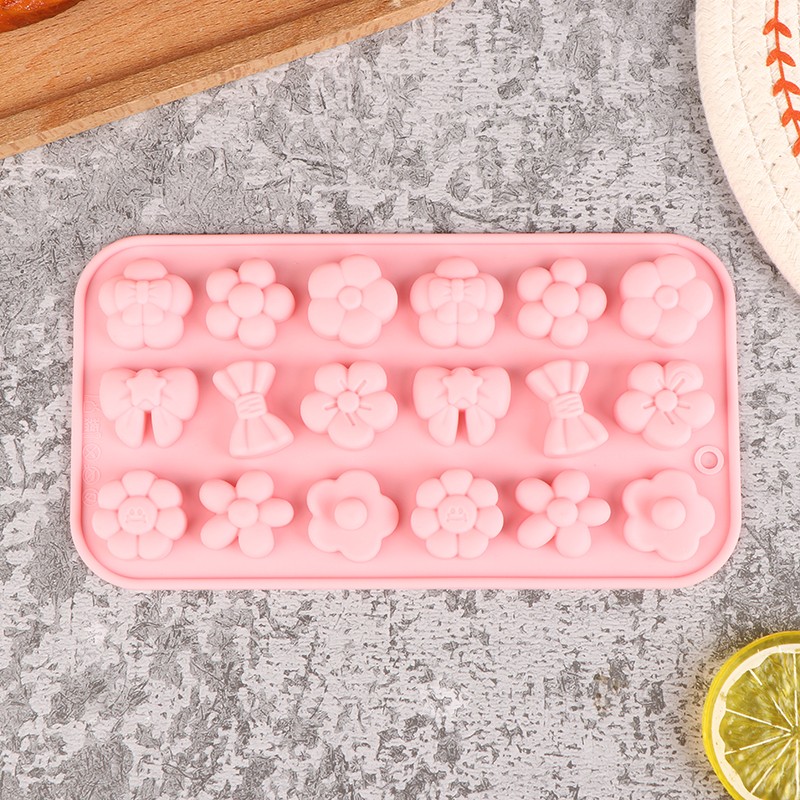 1Pc 18Cavities Flower Bow Tie Silicone Mold DIY Cake Pudding Ice Baking Tools