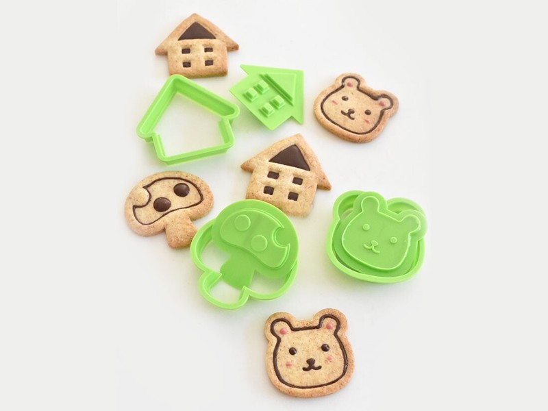 KAI Cookie Stamp Kai housewares 3pcs House Bear mushroom made in JAPAN gallery