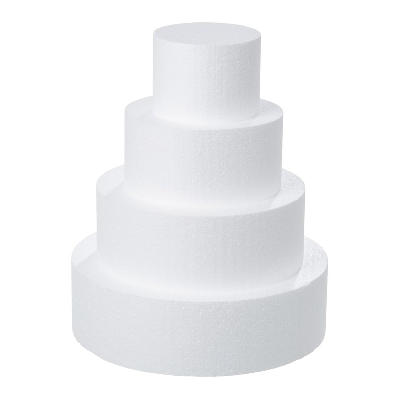 4 Tiers Round Foam Cake Dummies Set 4″ 6″ 8″ 10″ White Fake Cake Dummy 12 Inc…