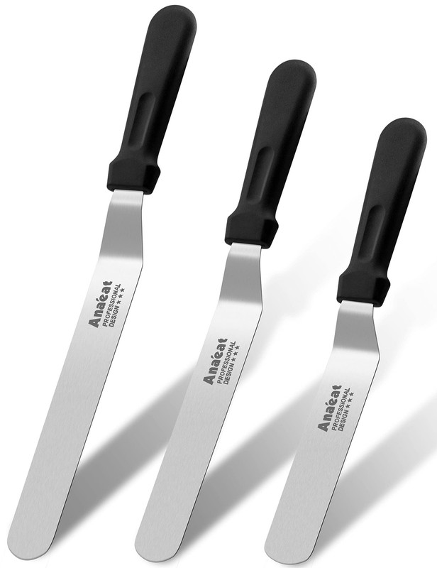 Icing Spatulas, Set of 3 Professional Cake Angled Offset Spatula with 6″, 8″,…