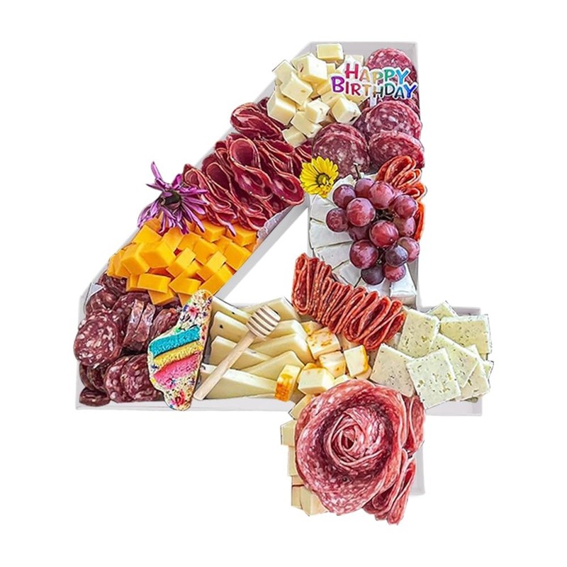 15 Inch Cardboard Number Shape Box Fillable Tray Food Charcuterie Number 4