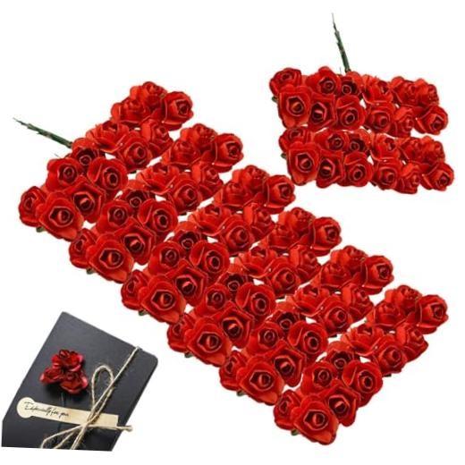 144 Pcs Artificial Mini Fake Rose Flower, Handmade Small Paper Flowers for
