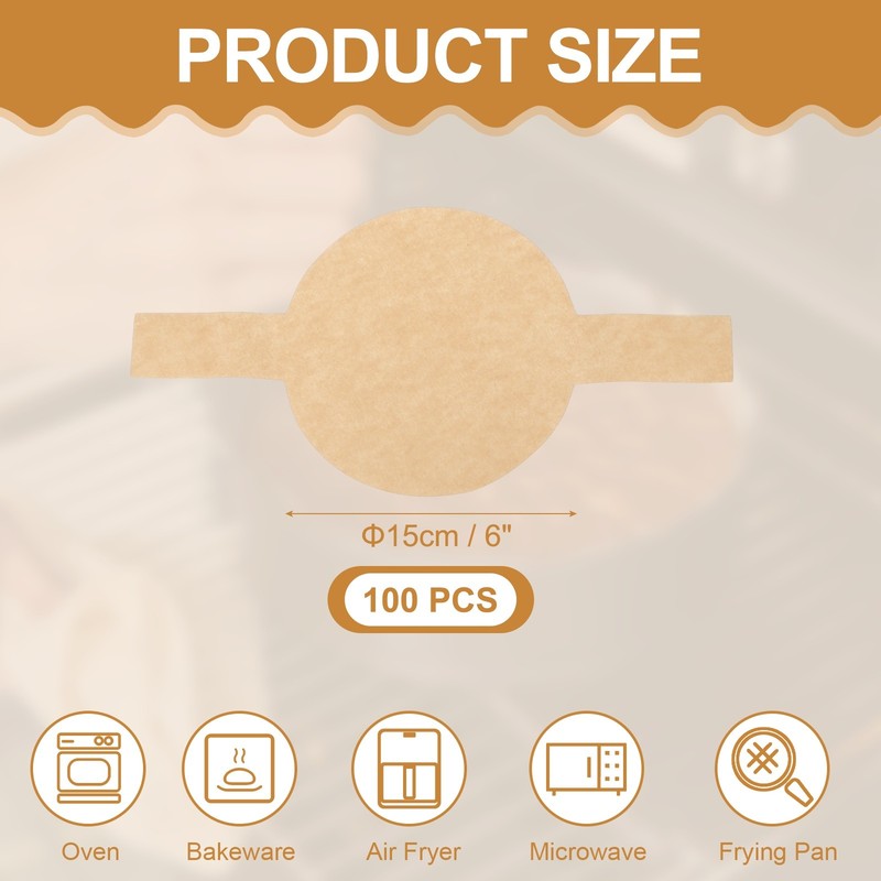 6" Round Baking Paper (Wood Color, 100 pcs) gallery