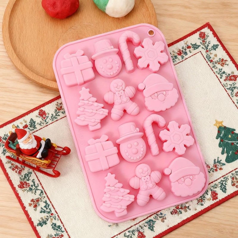 80g Christmas Candy Molds, 14-Cavity Portable Snowflake Santa Baking Mold gallery