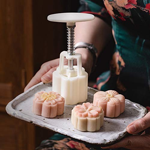 4pcs Moon Cake Mold Set - Cherry Blossom Floral Cookie Stamps for DIY Pastry Dec gallery