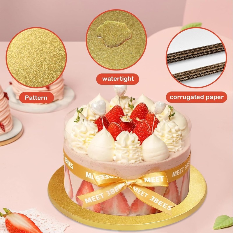 12 PCS 10 Inch Oil-Proof Cake Drums - Elegant White, Gold, Silver & Black gallery