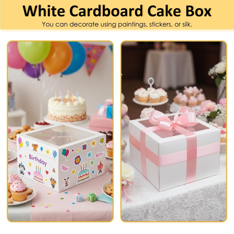 Moretoes 30pcs Cake Boxes 12x12x8 Inch, Bakery Containers with Large Window, ... gallery