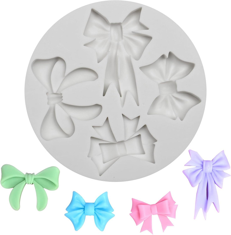 Bow Silicone Fondant Mold, Bow Chocolate Molds 3.82 Inch Round, for Clay Resin M