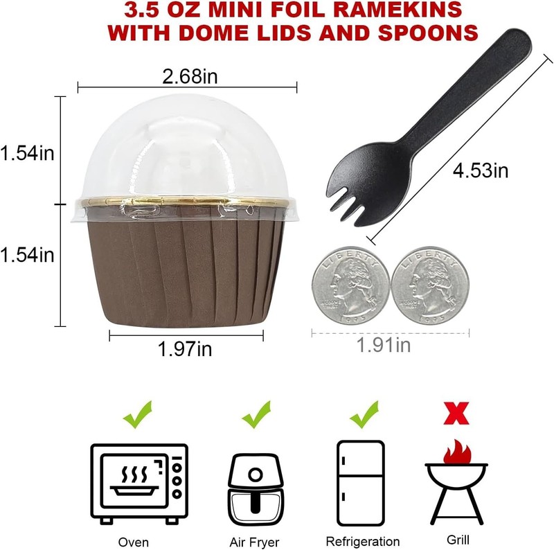 Chic Mini Muffin Liners with Lids & Spoons - 100 Pack, 3.5 oz for All Occasions gallery