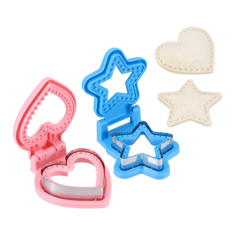 2 Pack Crustless Sandwich Cutter, Heart/Star Shape(Pink/Blue)