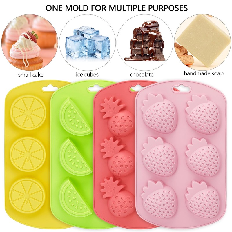 4PCS Fruit Shape Silicone Mold with 3Pcs Dropper, Pineapple Lemon Watermelon ... gallery