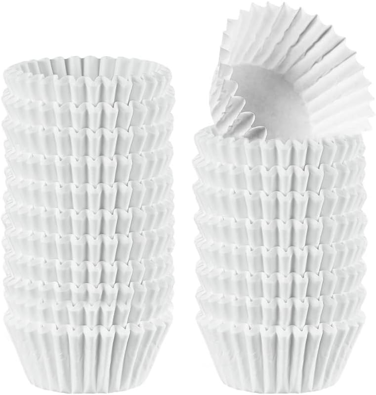 500 Pcs] Mini White Cupcake Liners, Food Grade & Grease-Proof, Baking Cups