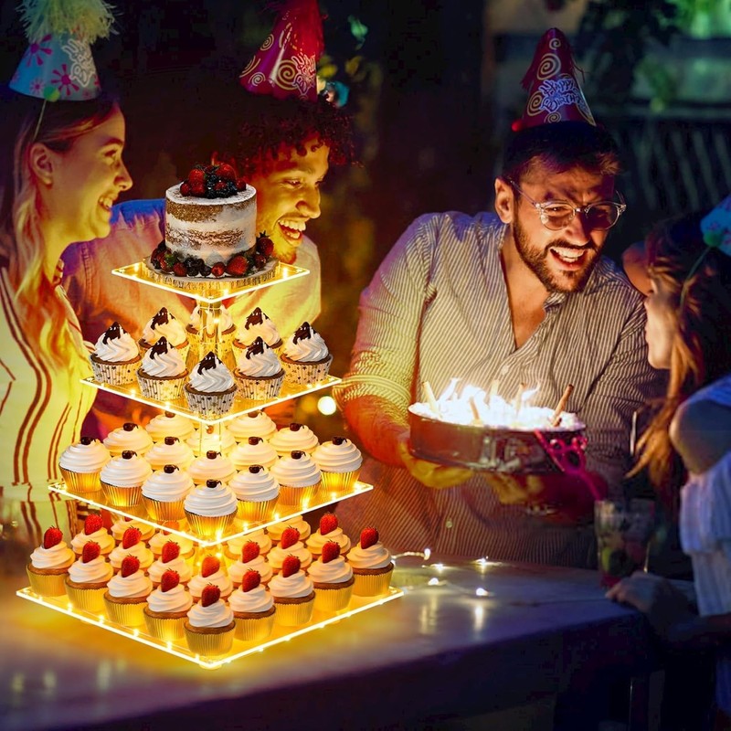 4 Tier Dessert Tower - Polished Acrylic Display with LED Illumination gallery