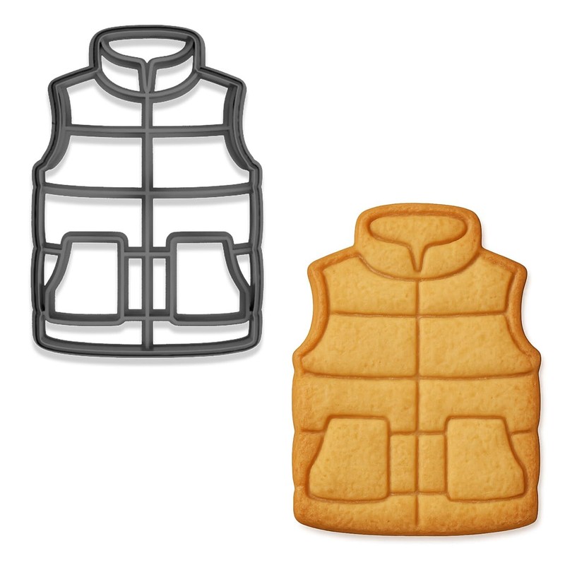 Sleeveless Puffer Vest Cookie Cutter with Utility Pockets 4×2.71″(Random Color)