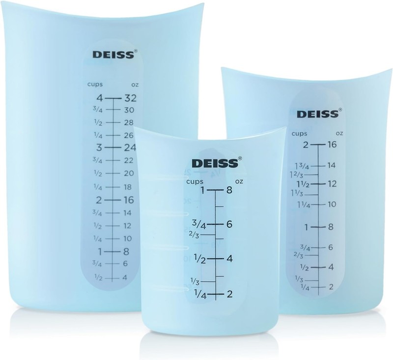 PRO 3 Piece Silicone Measuring Cup Set – Versatile & Durable, Easy-Pour Spout,