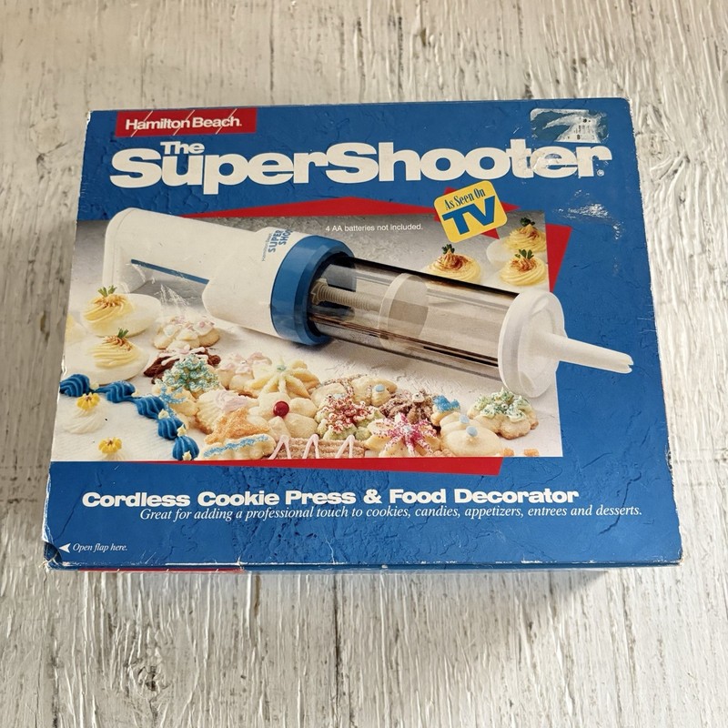Vintage Hamilton Beach Super Shooter COOKIE PRESS Decorator Kit As seen on TV gallery