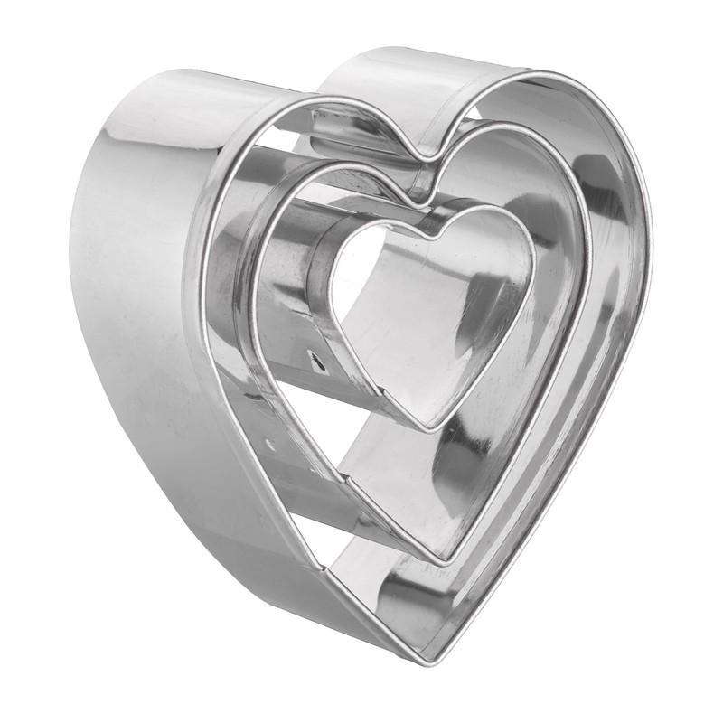 3Pcs Heart Cookie Cutters Set Assorted Sizes Cookie Cutters Biscuit Mould