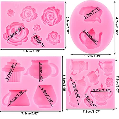 Teapot Silicone Mold Tea Cup Fondant Mold Ice Cream Candy Molds Rose Style C gallery