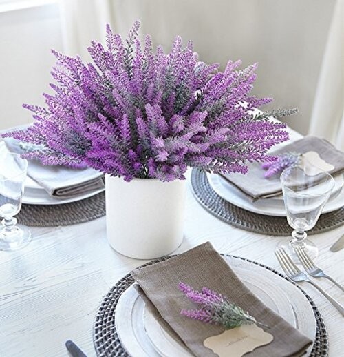 Artificial Lavender, Faux Plastic Plants Fake Flowers Bouquet Home Bridal gallery