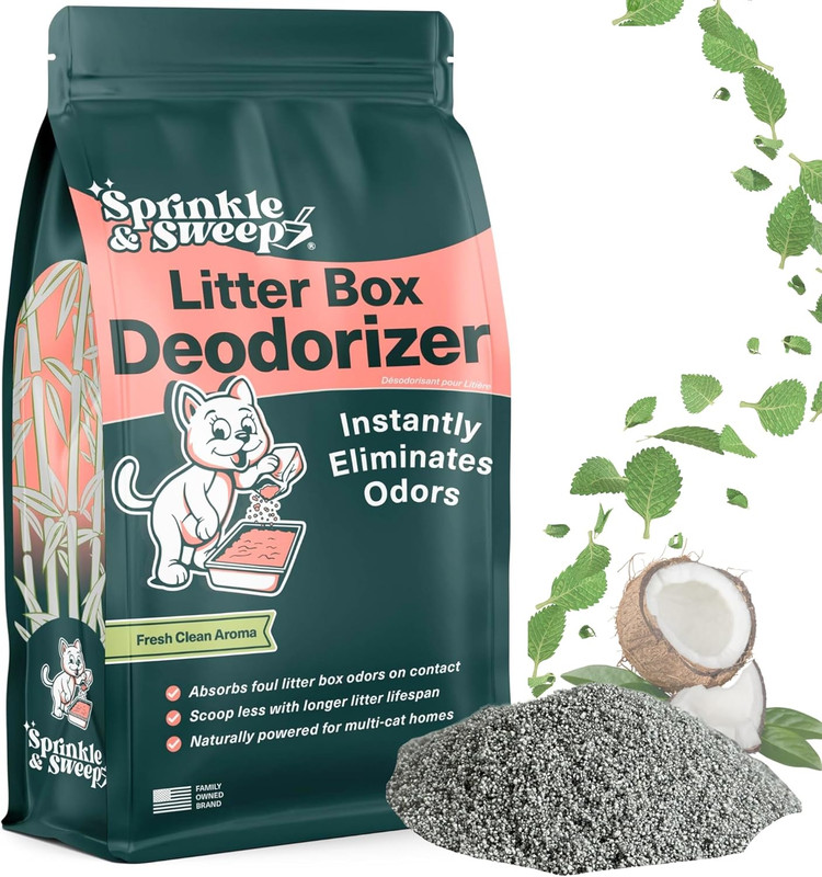 Sprinkle & Sweep Litter Box Deodorizer - Cat Litter Deodorizer Non Toxic and Saf