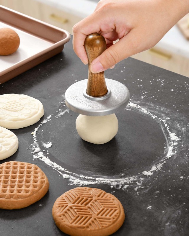 Cookie Stamps Set of 4, Metal Cookie Press Mold with Wooden Handle, Decoratin... gallery