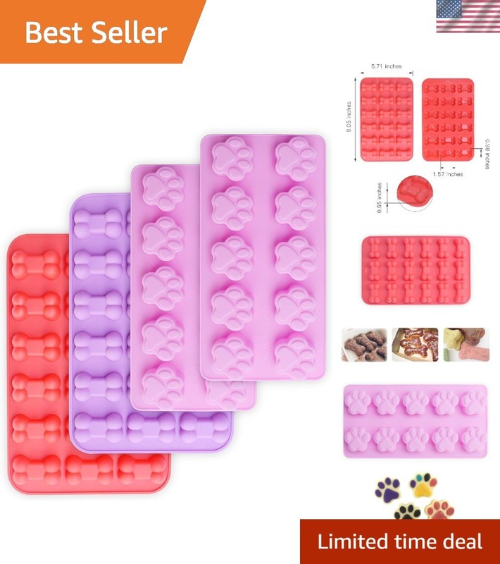 Food-Grade Silicone Puppy Paw and Bone Molds – 4PCS for Creative Bake