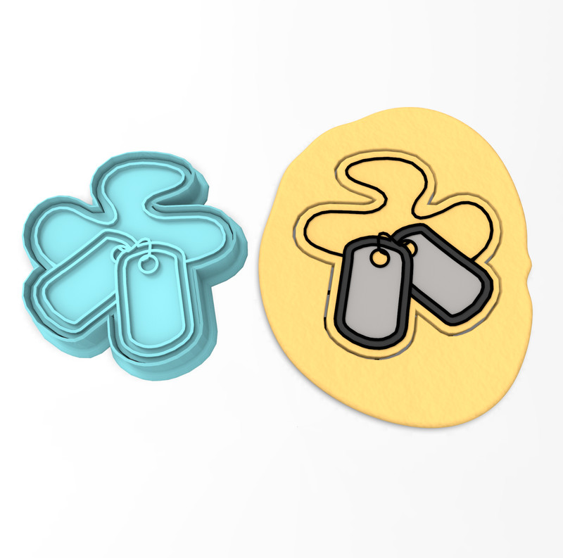 Dog Tag Cookie Cutter & Stamp | Military USA Soldier Veteran