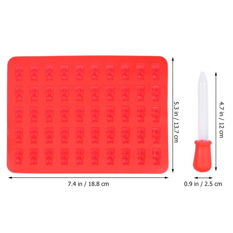 Silicone Bear Mold with Dropper for Making Candy Chocolate and Gummy Treats Red gallery