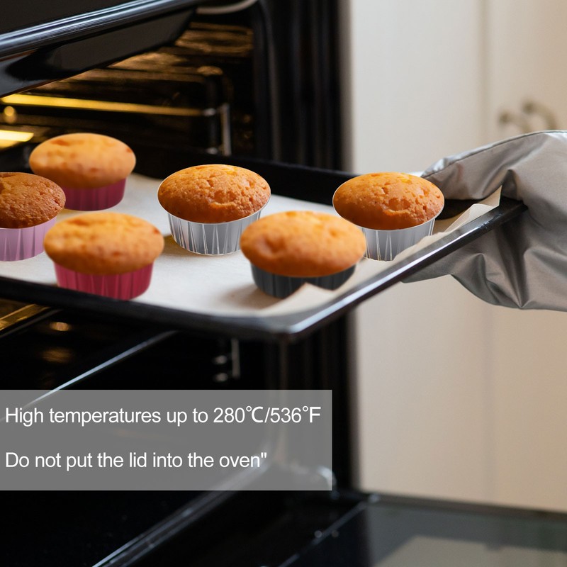 25Pcs Baking Cups with Lids 5oz Aluminum Foil Liners Mini Cups Gold Tone gallery