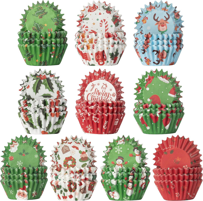 Cocnny 600Pcs Christmas Mini Cupcake Paper Liners, Merry Christmas Baking Cups M gallery