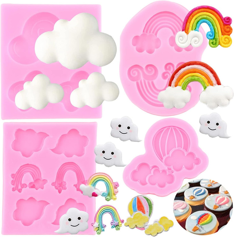 Rainbow Cloud Silicone Molds Set for Cake Decoration and Candy Crafts