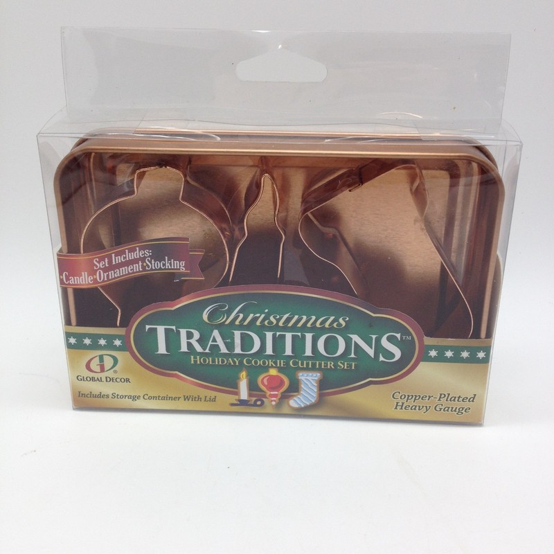 Christmas Traditions Heavy Copper Plate Cookie Cutters Candle/Ornament/Stocking