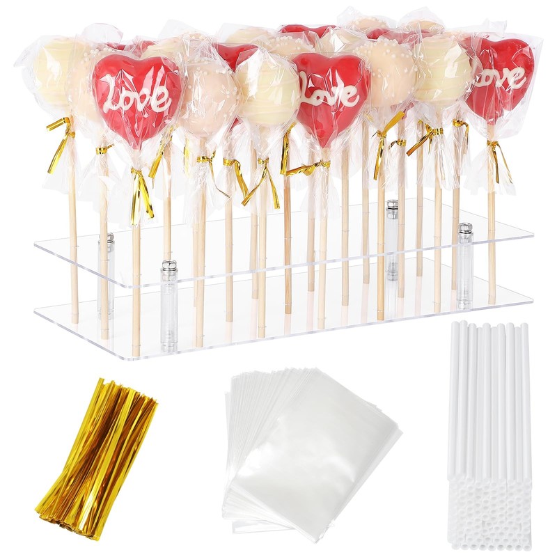 Cake Pop Stand with Sticks Kit, 21 Holes Lollipop Display Stand, Acrylic Cake…