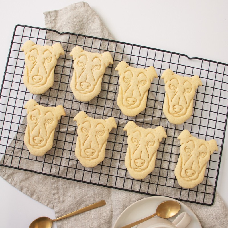 Greyhound Cookie Cutters Set - dog face portrait treats birthday adoption rescue gallery