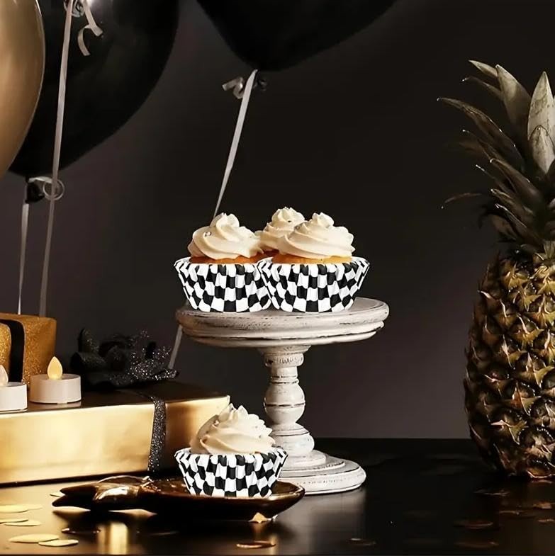 Black White Standard Checkered Cupcake Liners NonStick Baking Paper 100 PCS gallery