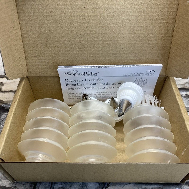 Pampered Chef Bottle Decorator Set 3 Tips Bottles Cake Cookie Frosting Shipfast gallery