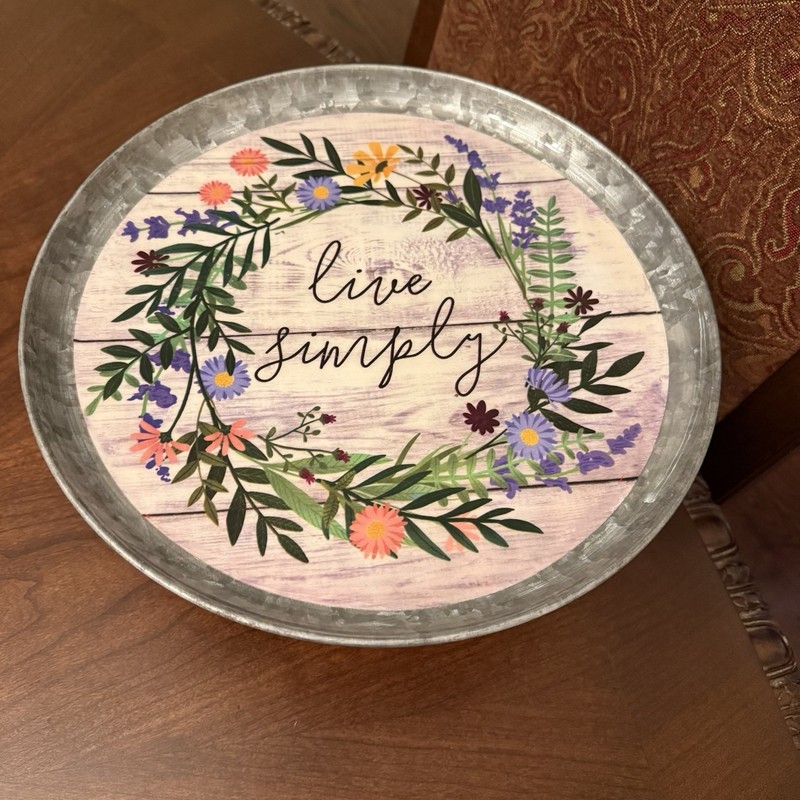 2020 Boston Warehouse 12″ Live Simply Galvanized Cake Stand with Wood Base *READ