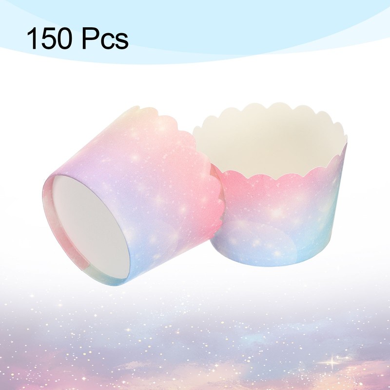 150Pcs Paper Baking Cups Small Cupcake Muffins Liner Wrapper Gradient Pink Blue gallery