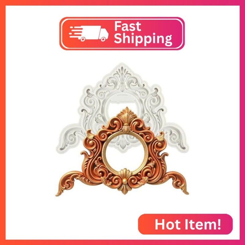 Baroque Photo Frame Fondant Mold Picture Frame Silicone Molds Curlicues Scroll L