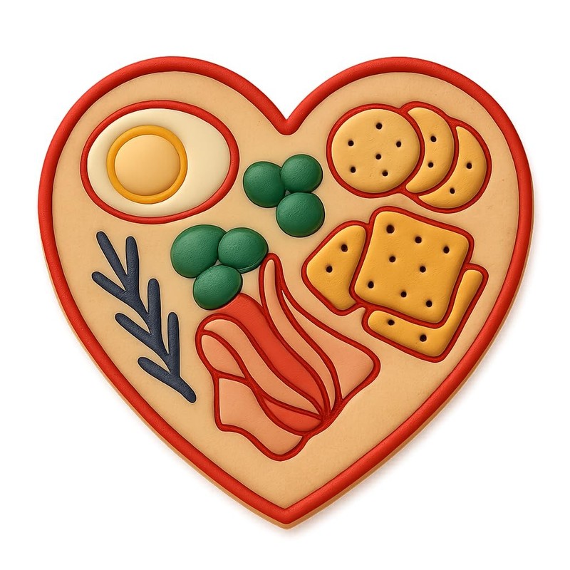 Heart-shaped Charcuterie Collection Cookie Cutter & Stamp, Fondant & Clay - 4x3. gallery